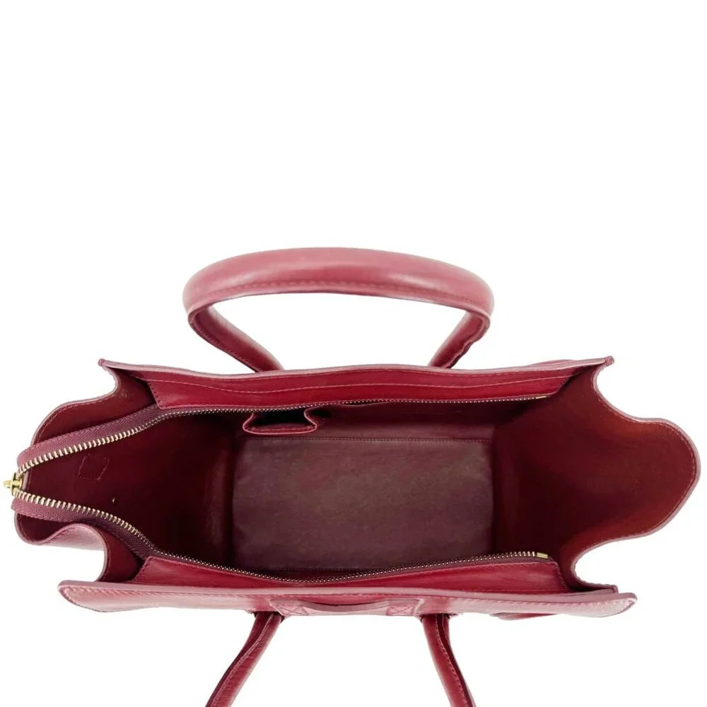 Celine  Nano Luggage Leather Satchel Bag Burgundy - Picture 13 of 15